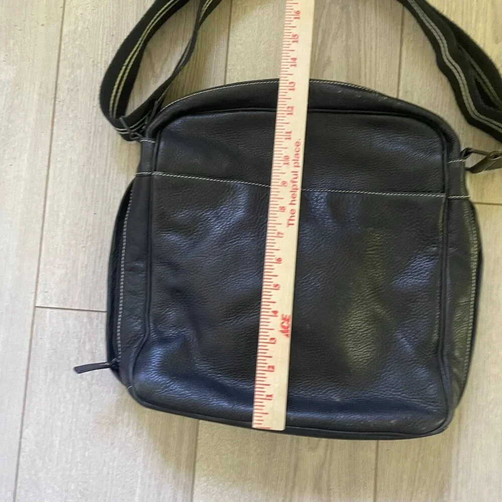 Storksak Leather Jamie Messenger Bag Shoulder Bag Black Dad Work Office